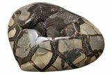 Polished Septarian Geode Heart - Black Crystals #205479-1